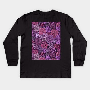 Succulent garden in pink and violet Kids Long Sleeve T-Shirt